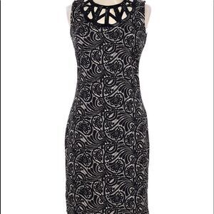 Belle Badgley Mischka beaded collar cocktail dress, size 4 bodycon knee length